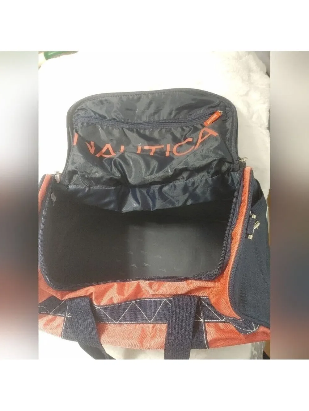 Nautica Rose Pink and Blue Duffel Travel Gym Bag with Sporty Design